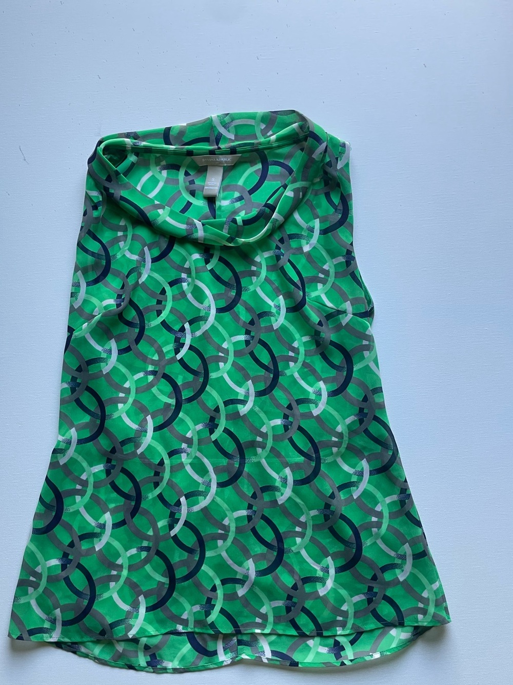 Banana Republic Green Chain-Link Cowl Neck Blouse